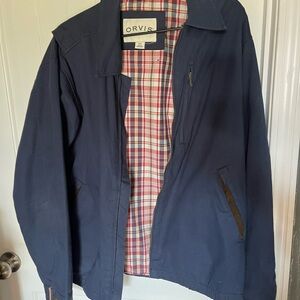 Orvis Men's Navy Lightweight Jacket with Plaid Lining